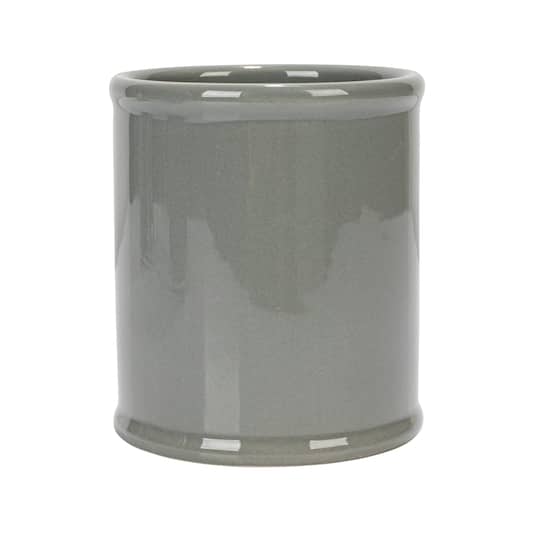 Hello Honey® 11.5" Gray Farmhouse Ceramic Crocks in White Metal Holder